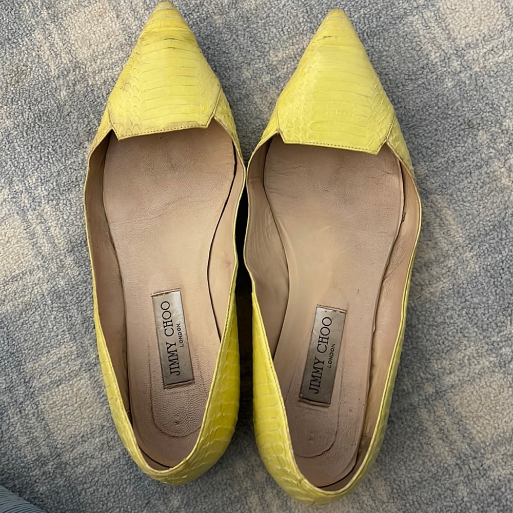 Jimmy Choo yellow pointed toe flats